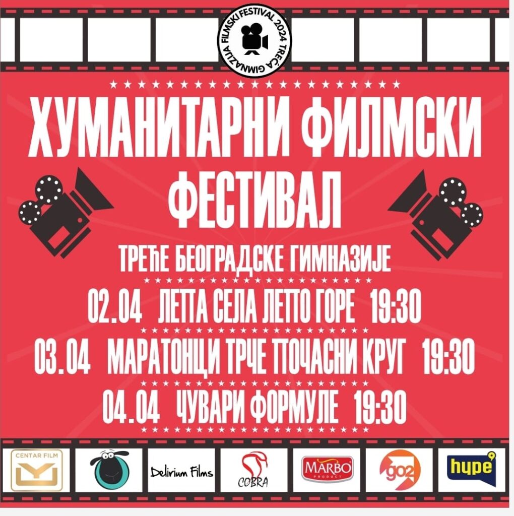Učenici Treće beogradske ponovo organizuju humanitarni Filmski festival: Pogledajte filmove "Čuvari", "Maratonci" i "Lepa sela" i pružite pomoć